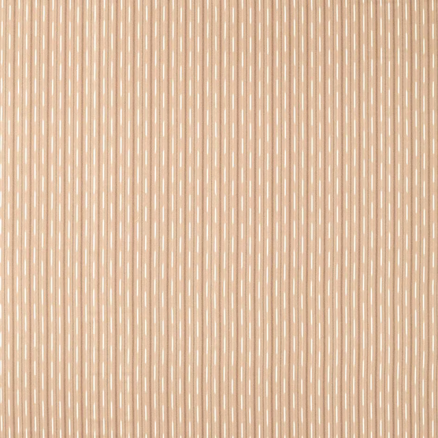 Vertical stone and oak stripe fabric with fine pale lines and warm beige ground