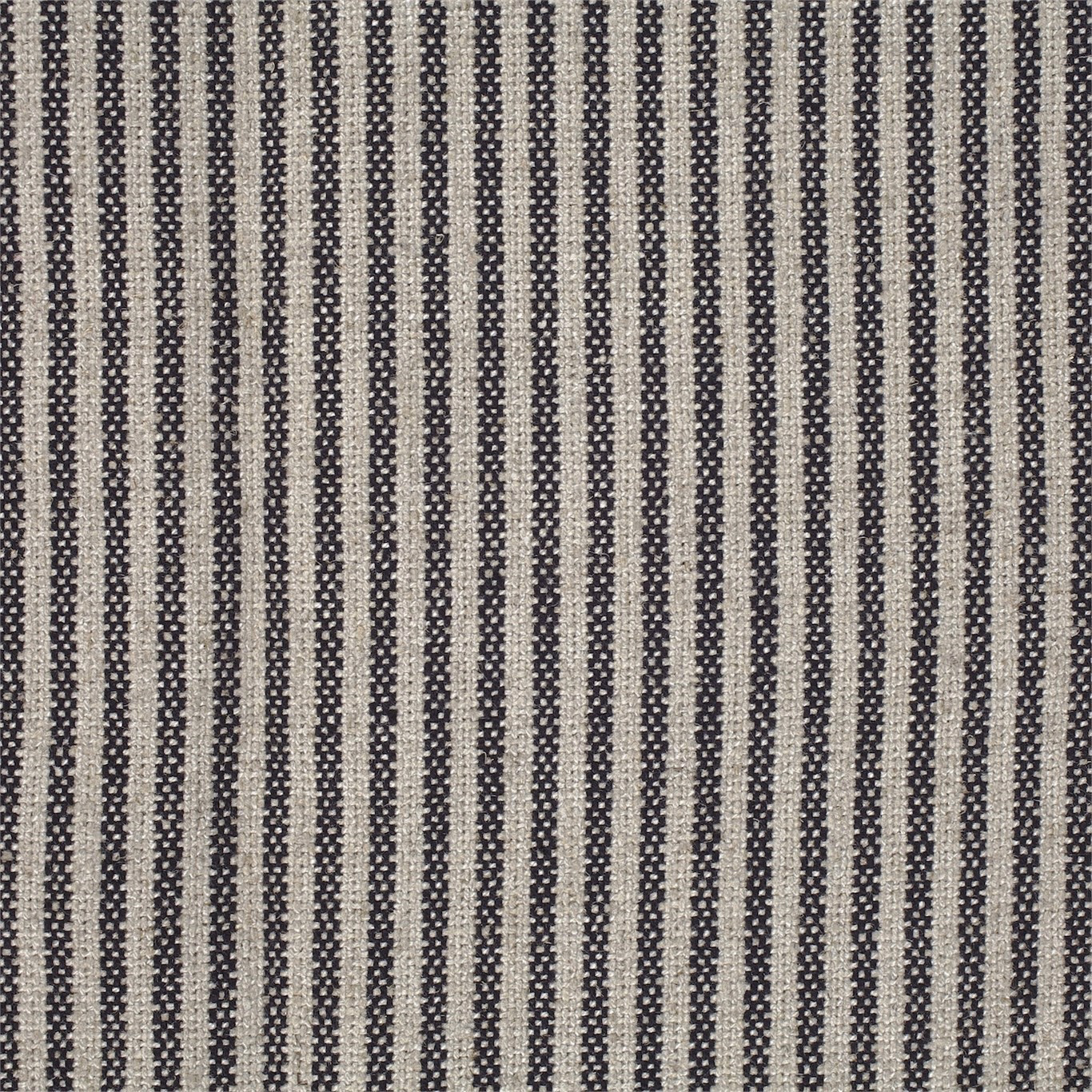 Vertical ebony and ivory striped woven fabric with a fine textured surface