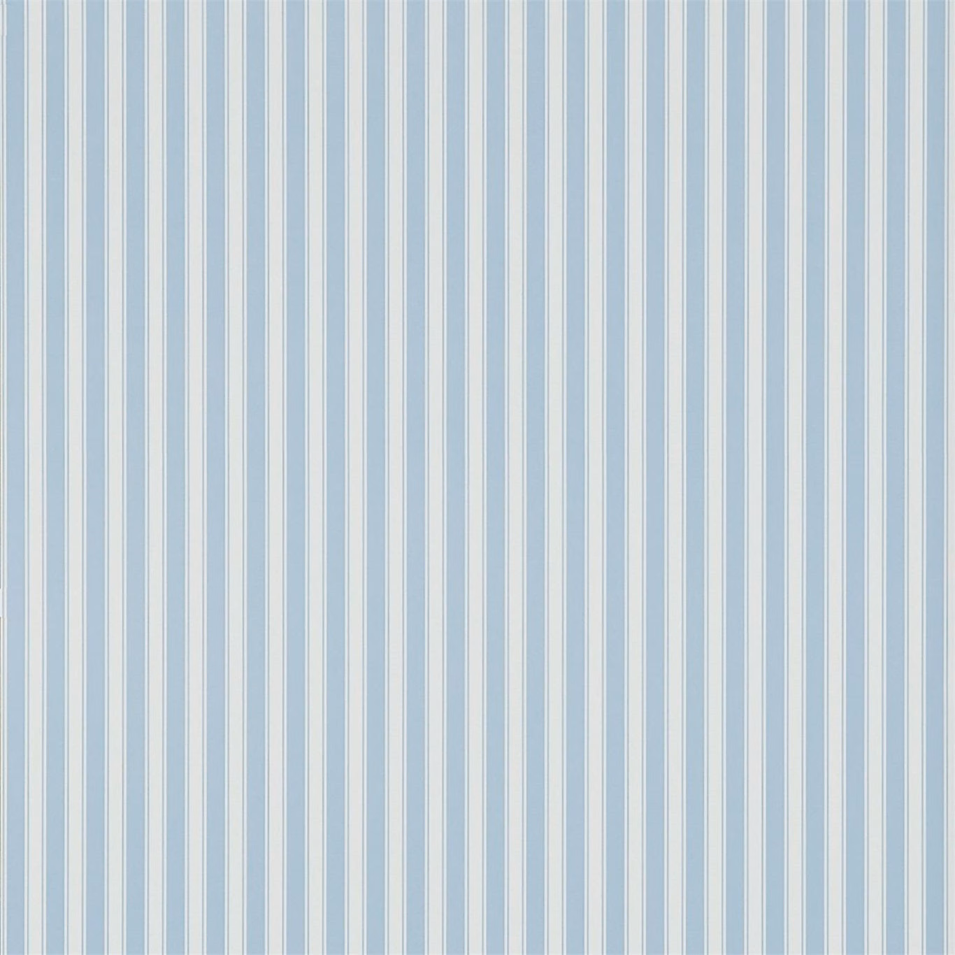 Pale powder-blue and ivory Tiger Stripe wallpaper with fine vertical bands