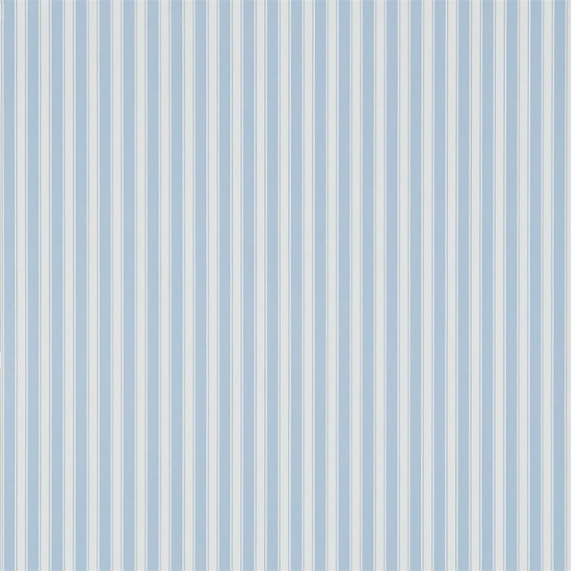 Pale powder-blue and ivory Tiger Stripe wallpaper with fine vertical bands