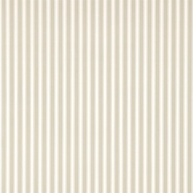 Fine vertical cream and warm beige stripes with a softly muted wallpaper finish