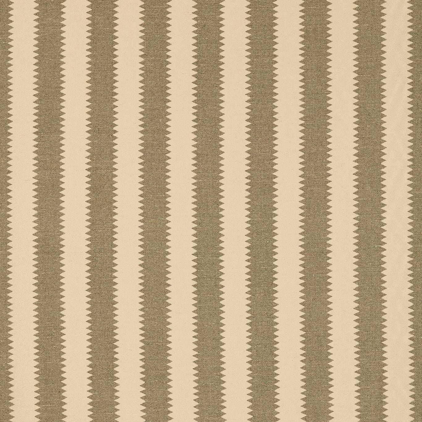 Muted olive and cream vertical striped woven fabric with a textured surface