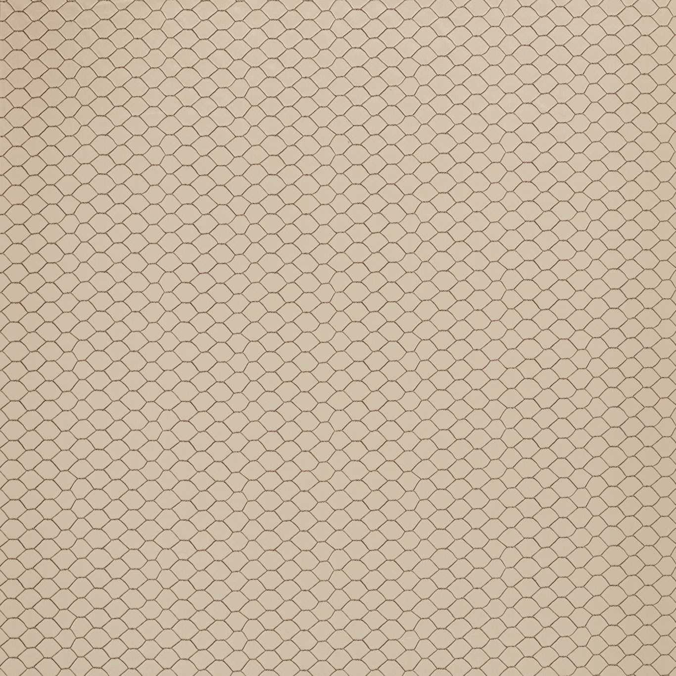 Creamy beige fabric with a fine walnut geometric net pattern