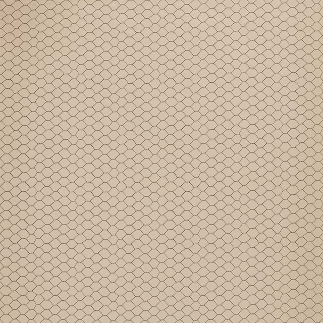 Creamy beige fabric with a fine walnut geometric net pattern