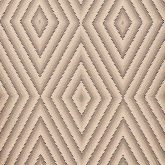 Beige and taupe geometric diamond fabric with textured woven surface