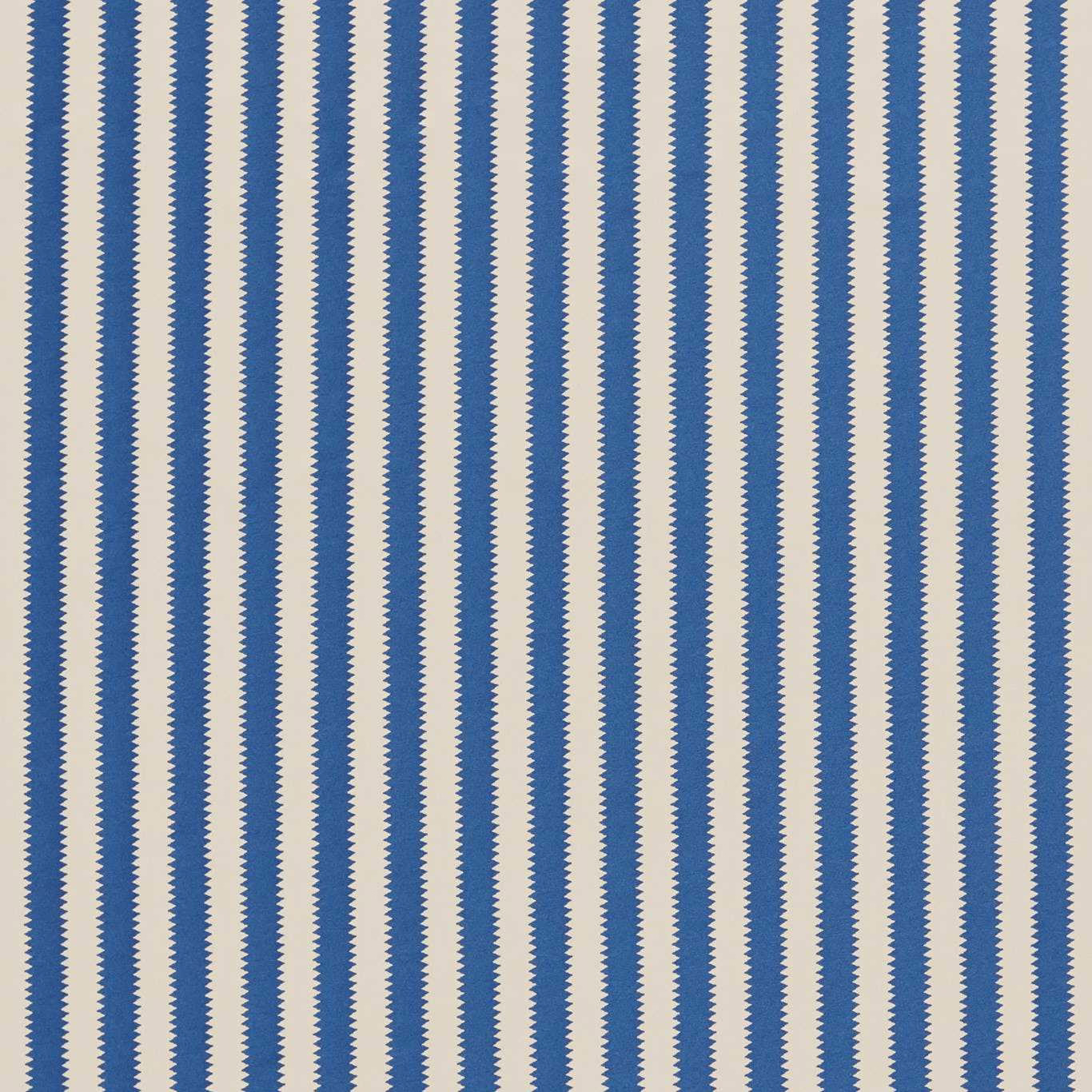 Vertical cobalt-blue serrated stripes on a pale linen ground