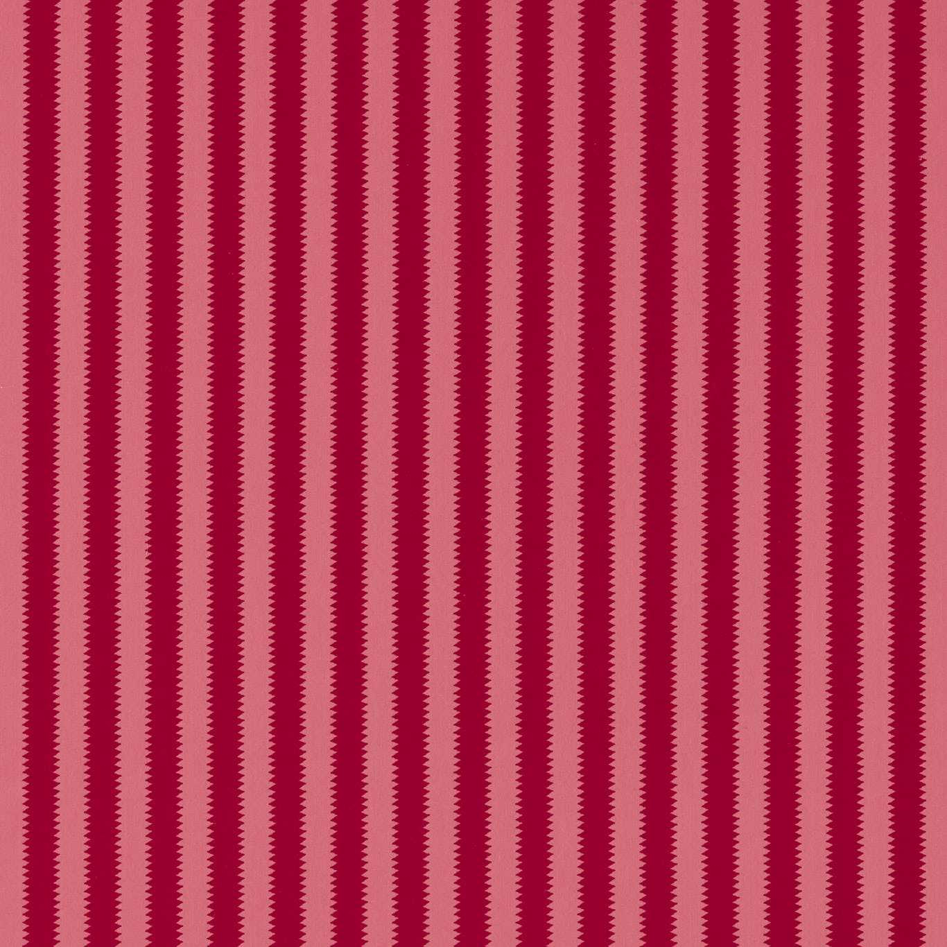 Vertical carmine and raspberry stripes on a soft pink woven fabric swatch