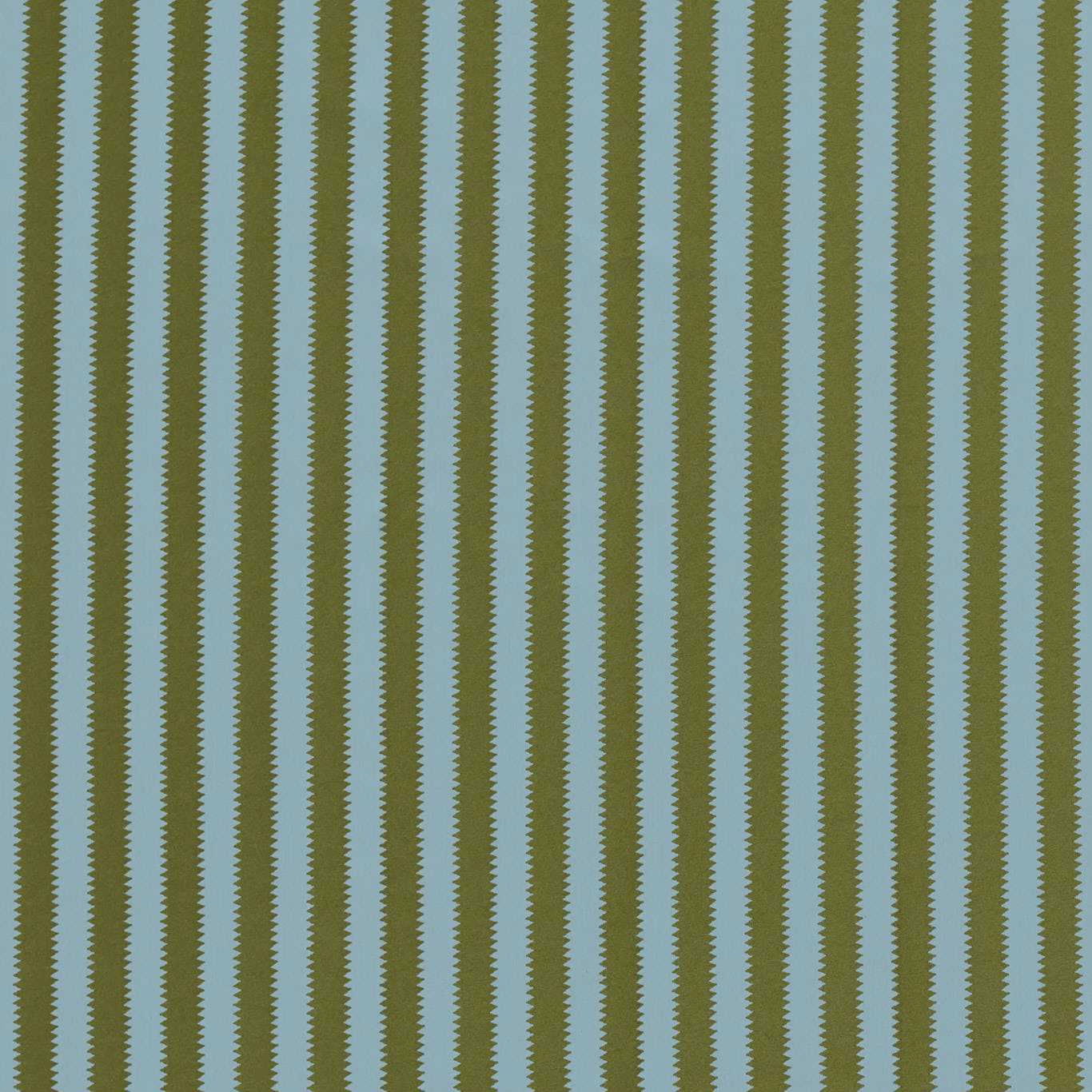 Olive green jagged stripes on a pale duck egg woven fabric swatch