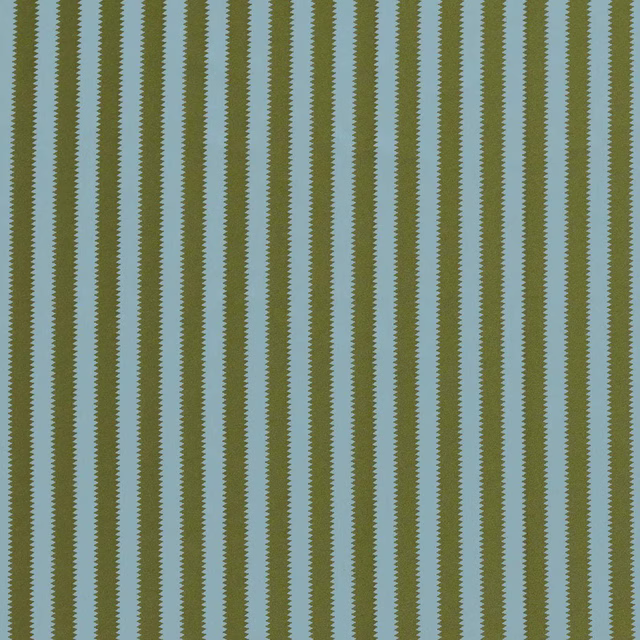 Olive green jagged stripes on a pale duck egg woven fabric swatch
