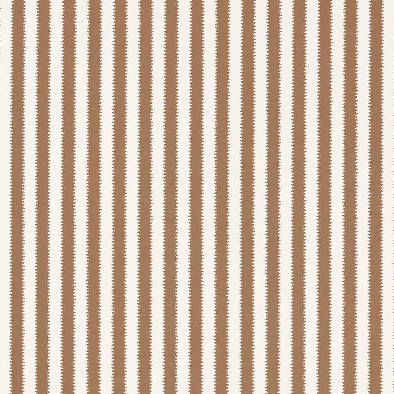 Vertical nut-brown zigzag stripes on an alabaster woven fabric swatch