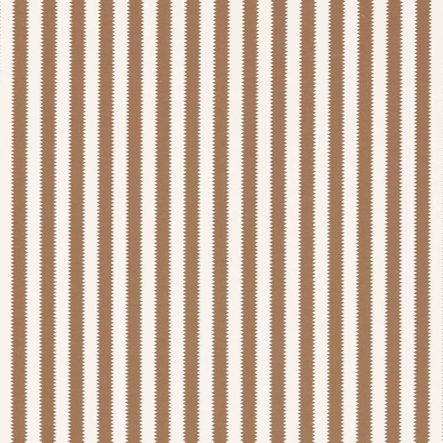 Vertical nut-brown zigzag stripes on an alabaster woven fabric swatch