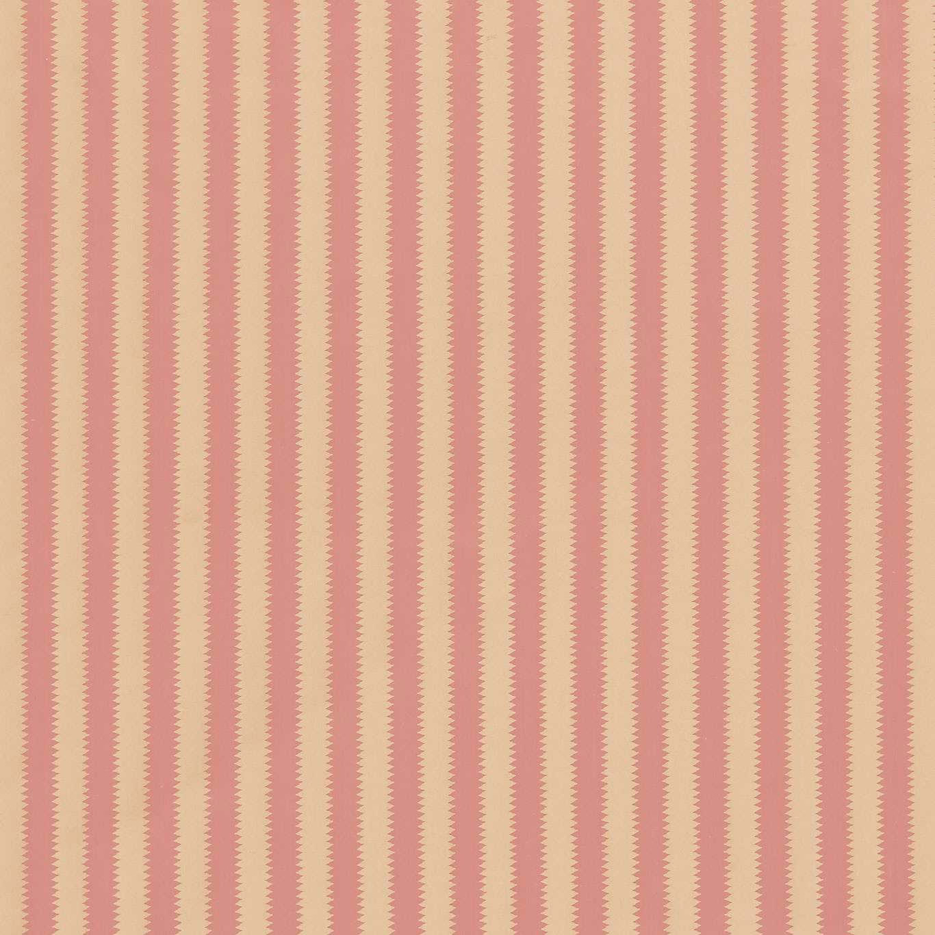 Vertical putty pink and cream striped woven fabric with fine serrated edges