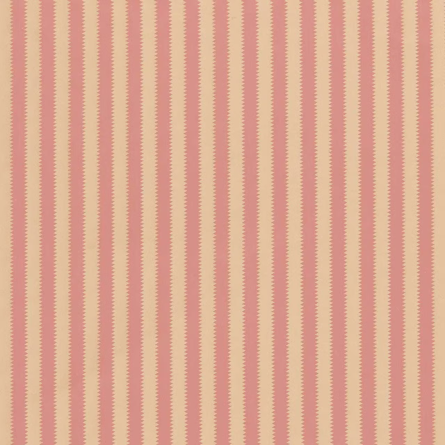 Vertical putty pink and cream striped woven fabric with fine serrated edges