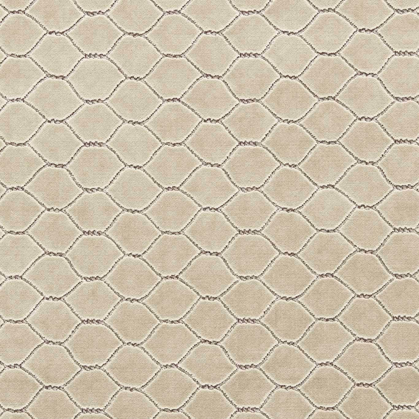 Soft oat-cream velvet swatch with small geometric lozenge pattern and subtle textured outline