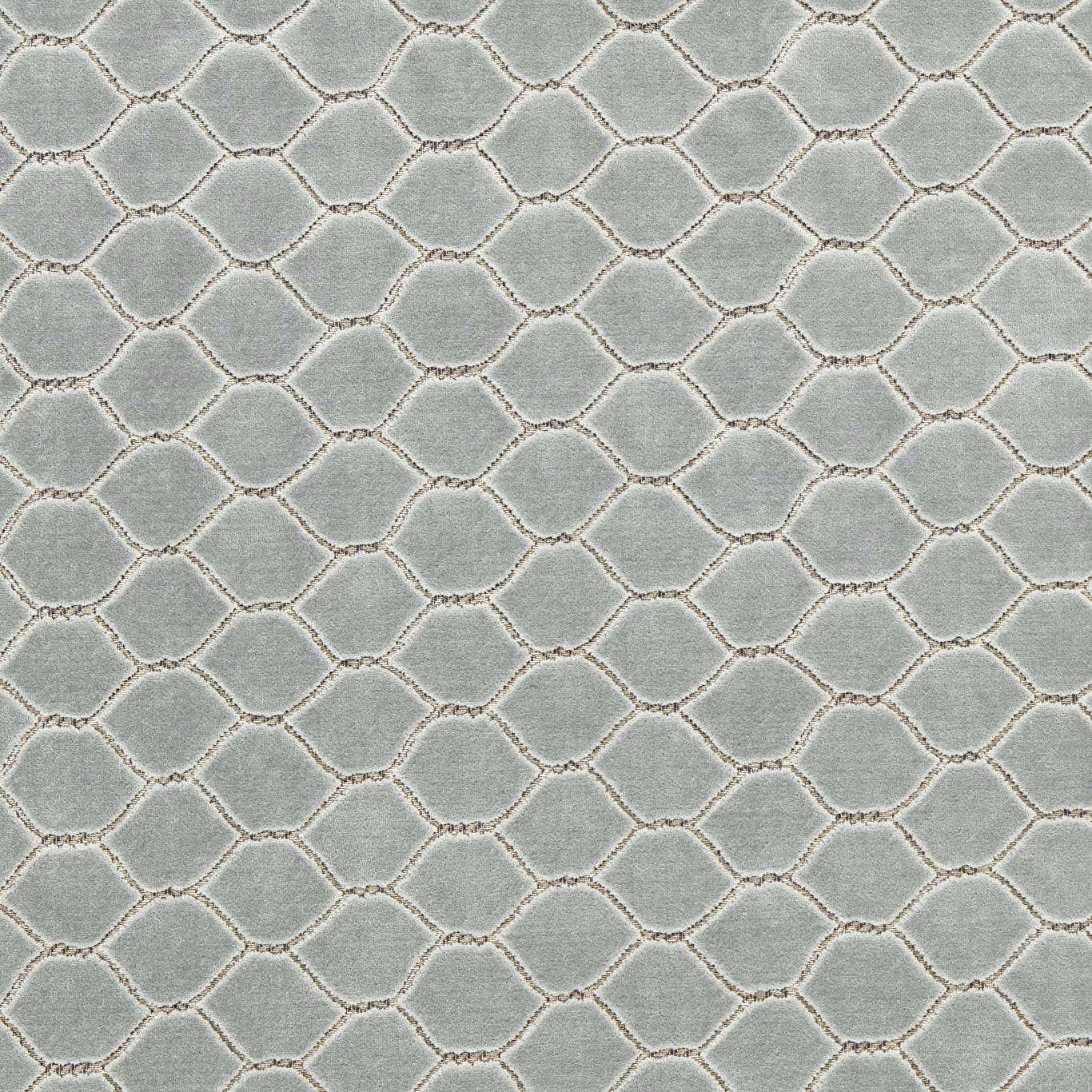Pale porcelain blue velvet swatch with small diamond lattice and soft pile sheen