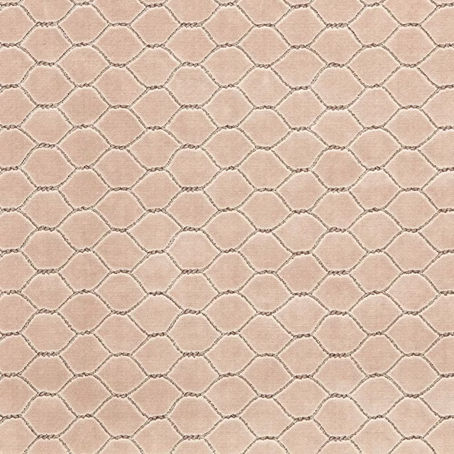 Putty beige geometric velvet with a small interlocking lattice pattern