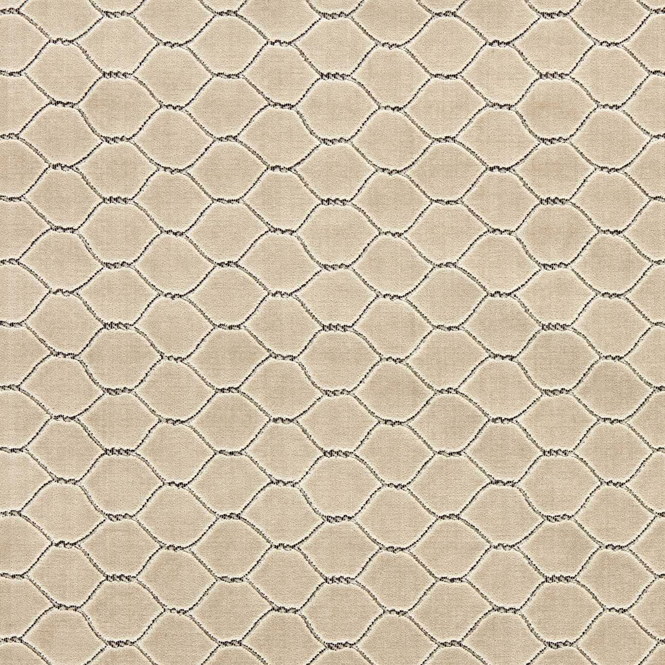 Stone-beige geometric velvet with small dark outlined lozenge repeat