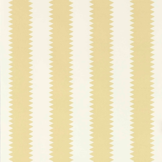 Pale chamomile wallpaper with fine vertical zigzag stripes on an ivory ground