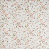 Porcelain cream floral fabric with small pink, yellow, olive and blue blossoms