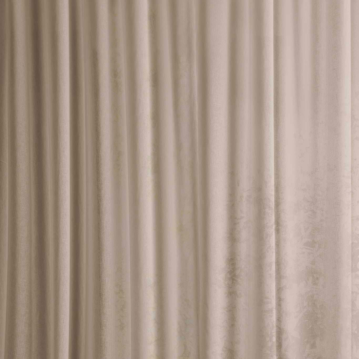 Soft beige sheer fabric with subtle slubbed texture and vertical folds