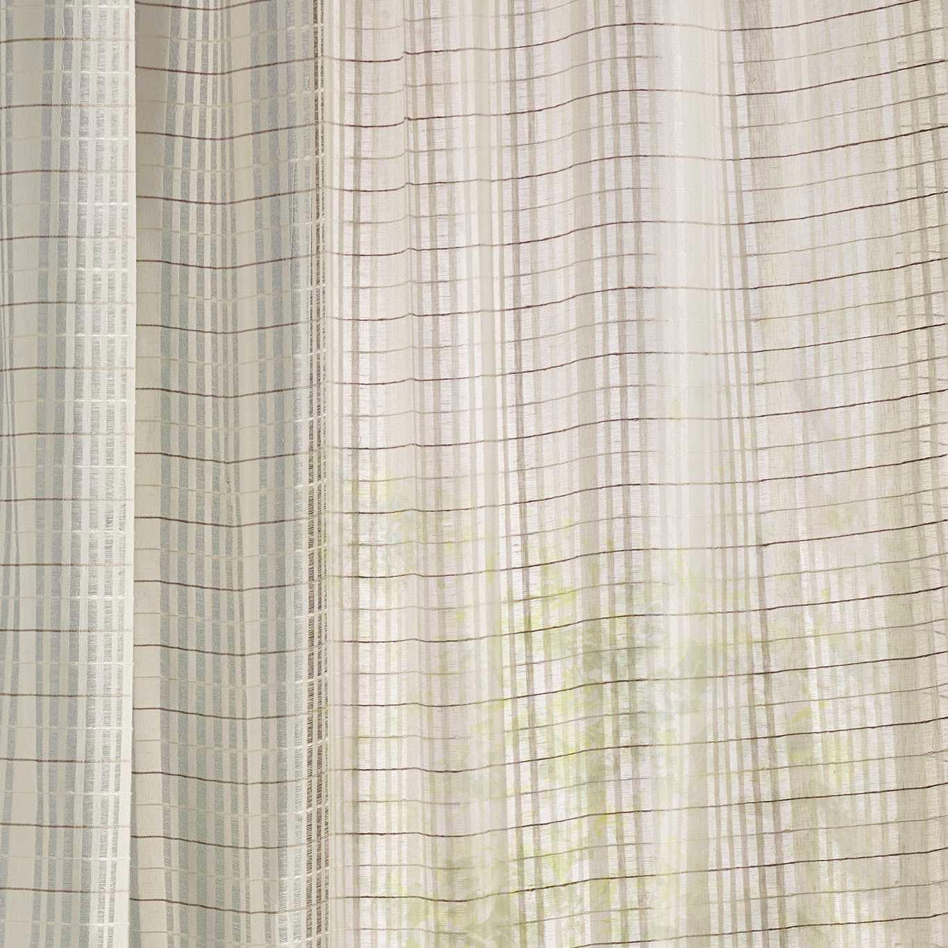 Pale cream sheer fabric with fine striped weave and subtle vertical texture