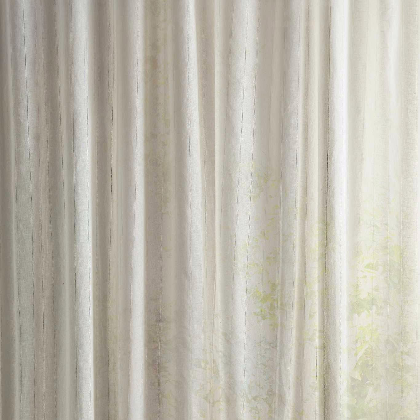 Sheer cream-white striped fabric with subtle vertical weave and pale translucent light
