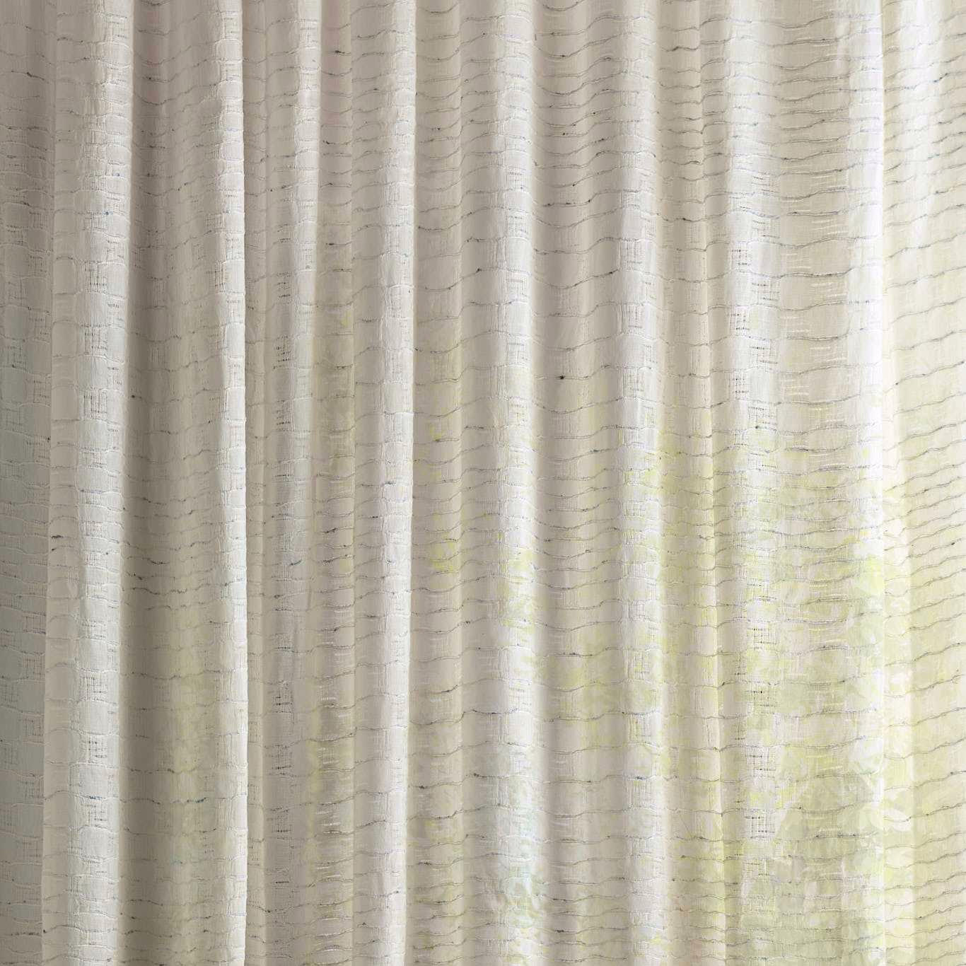 Pale sheer fabric with soft cream stripes, pewter flecking and subtle seaspray undertones