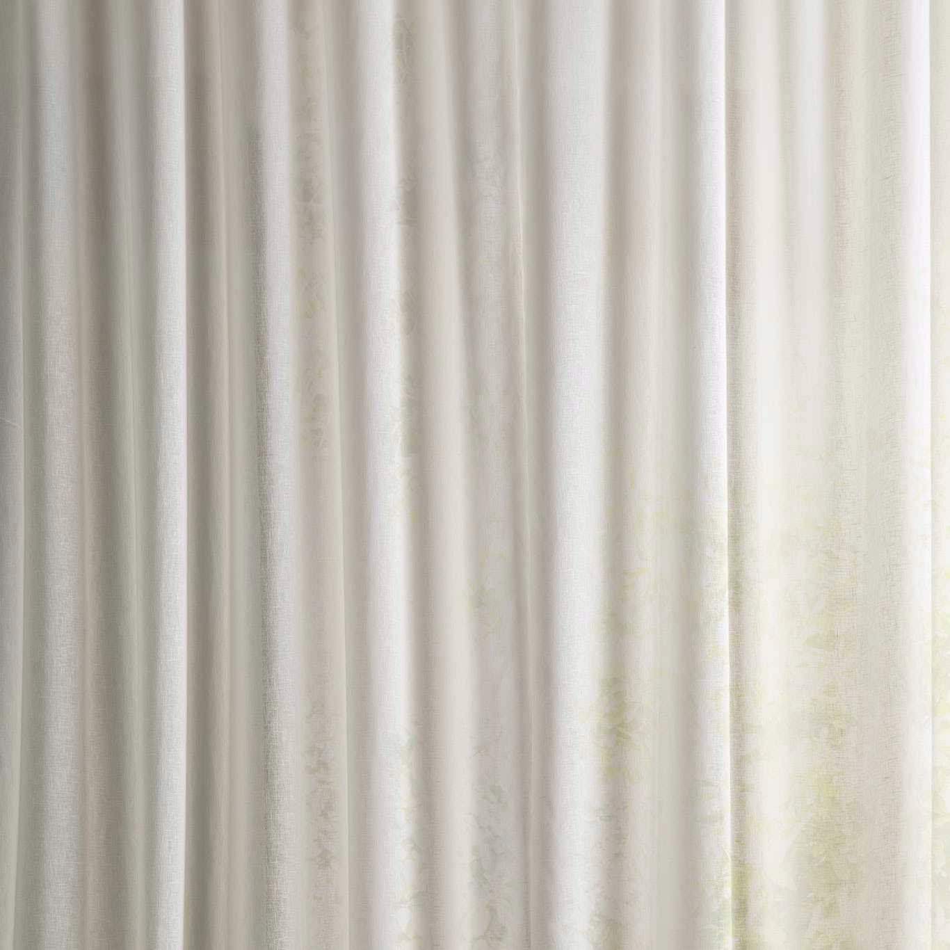 Pale seaspray white sheer fabric with soft vertical texture and gentle folds