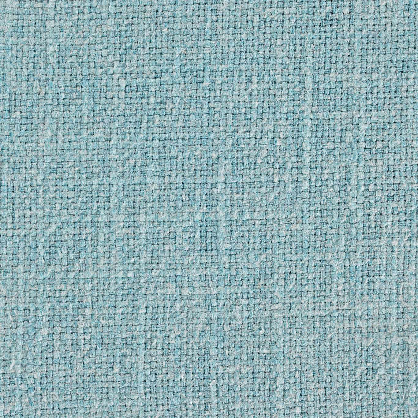 Close-up of aqua-blue woven fabric with a textured, nubbly surface
