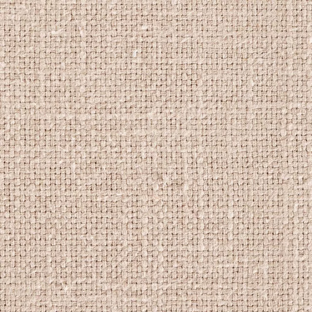 Close-up of warm marzipan cream woven fabric with a textured basket-weave finish