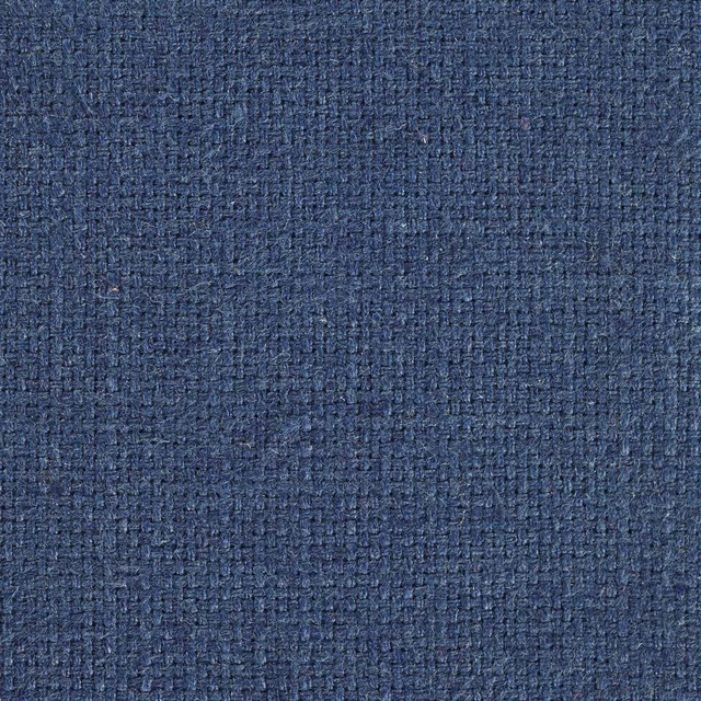 Close-up of a deep navy woven fabric with fine textured plain weave