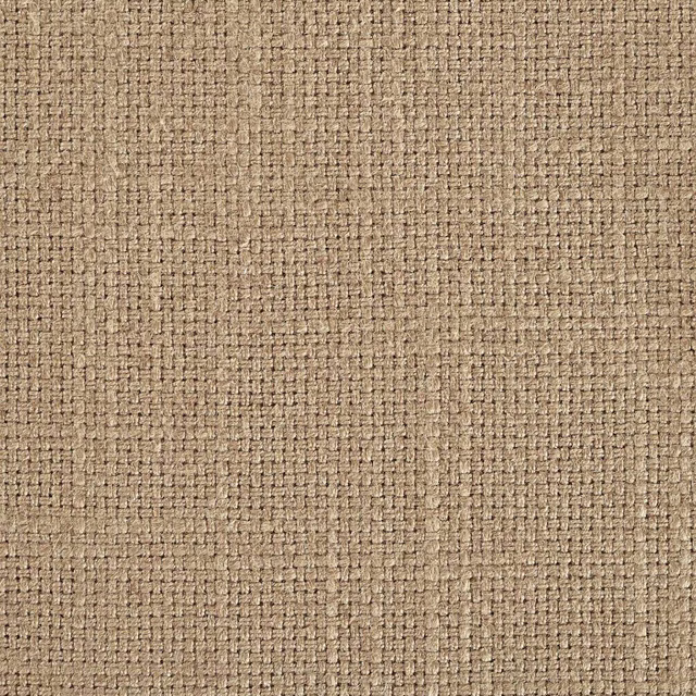Close-up of warm sepia beige woven fabric with a textured, slubby surface