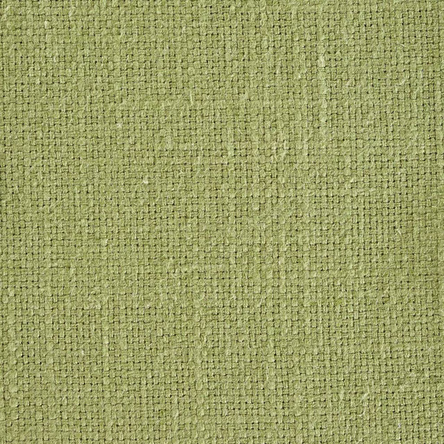 Close-up of muted moss green woven fabric with a coarse textured surface