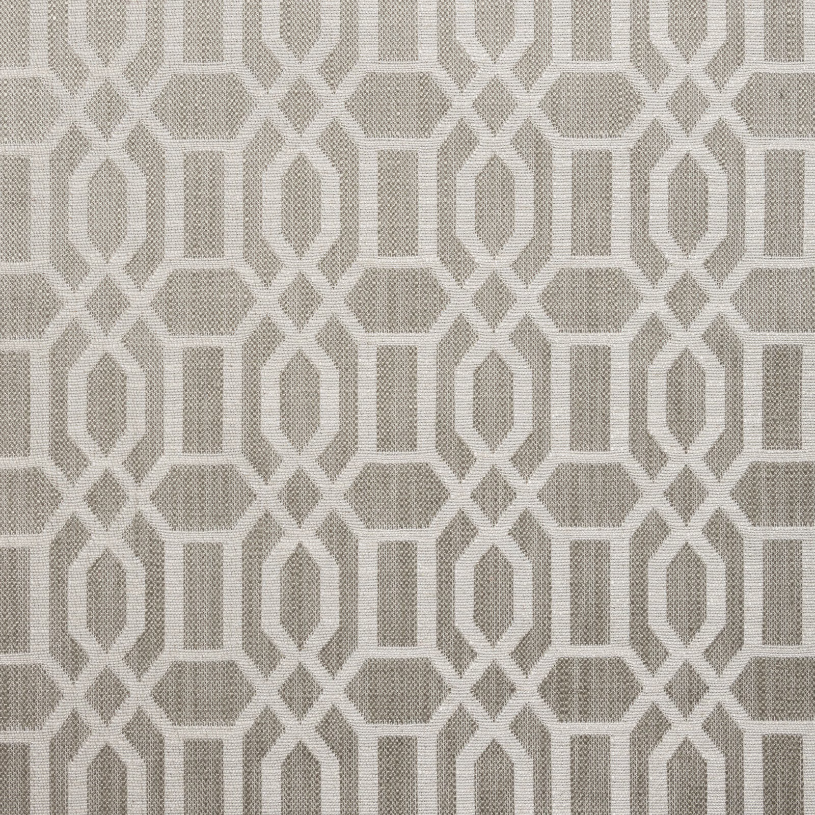 Muted moss woven fabric with pale interlocking hexagonal lattice and fine textured surface