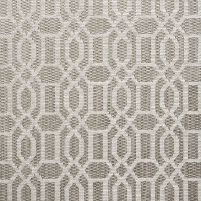 Muted moss woven fabric with pale interlocking hexagonal lattice and fine textured surface