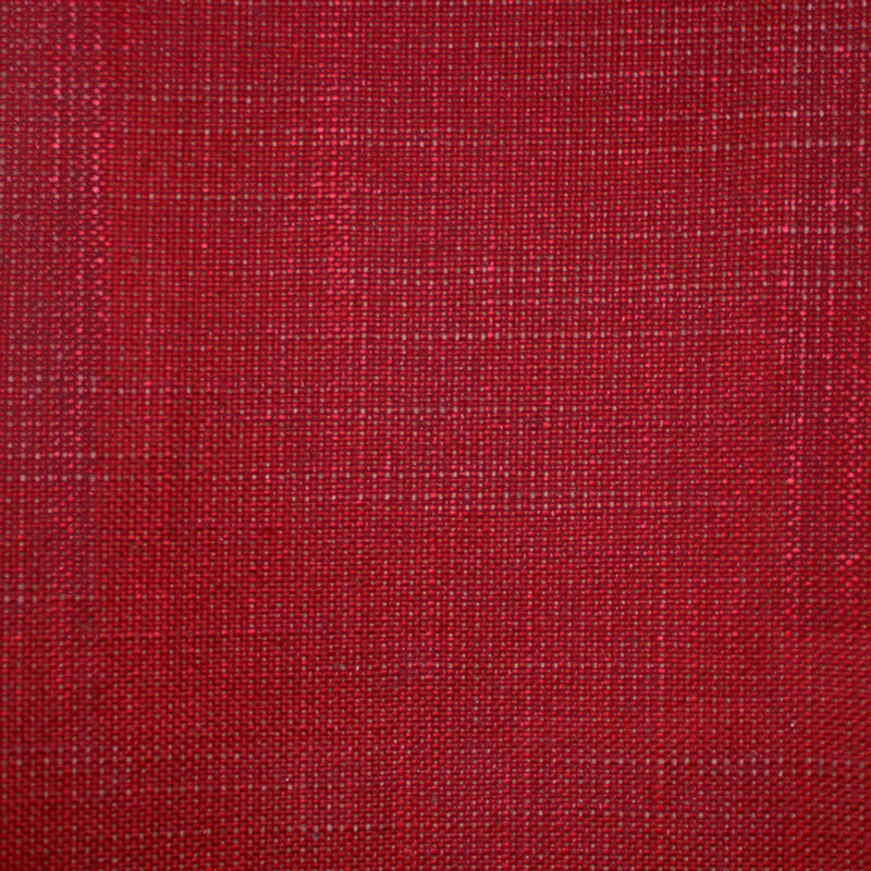 Close-up of deep crimson red fabric with a fine, irregular woven grid