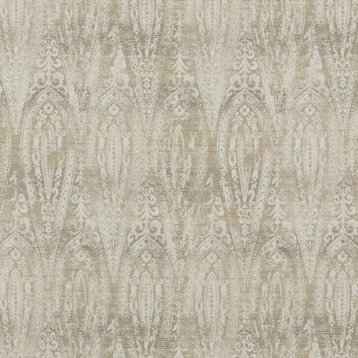 Weathered taupe-grey damask with pale arches and a softly mottled surface