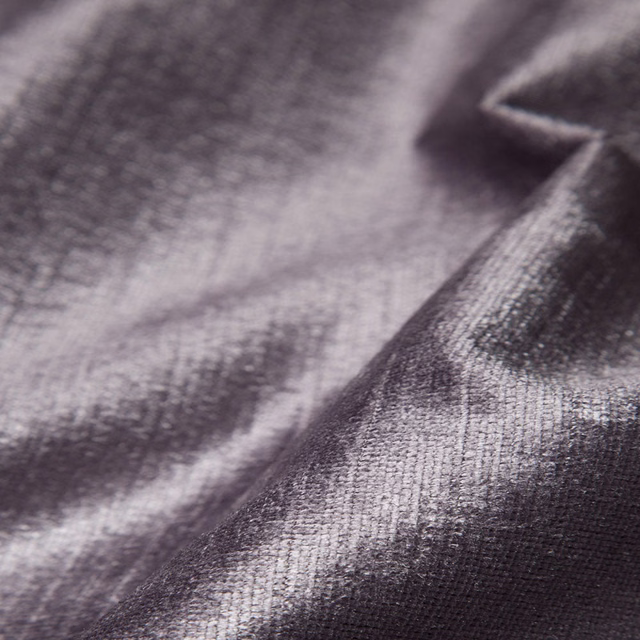 Smoky charcoal-grey plain woven fabric with cool highlights and softly lustrous folded texture
