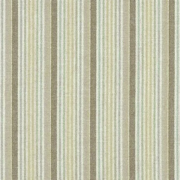 Pale sage-green woven fabric with fine vertical cream stripes and tactile texture