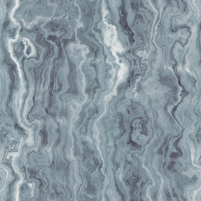 Cool blue-grey fabric with swirling mineral-like marbled lines and pale highlights