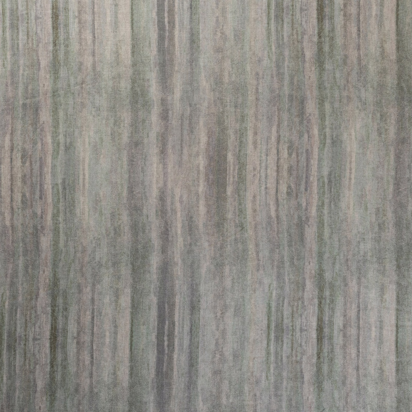 Cool blue-grey fabric with muted sage vertical striations and softly mottled texture