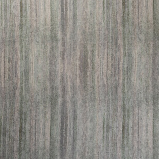 Cool blue-grey fabric with muted sage vertical striations and softly mottled texture