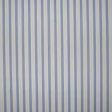 Ivory fabric with closely spaced muted blue vertical stripes and subtle texture