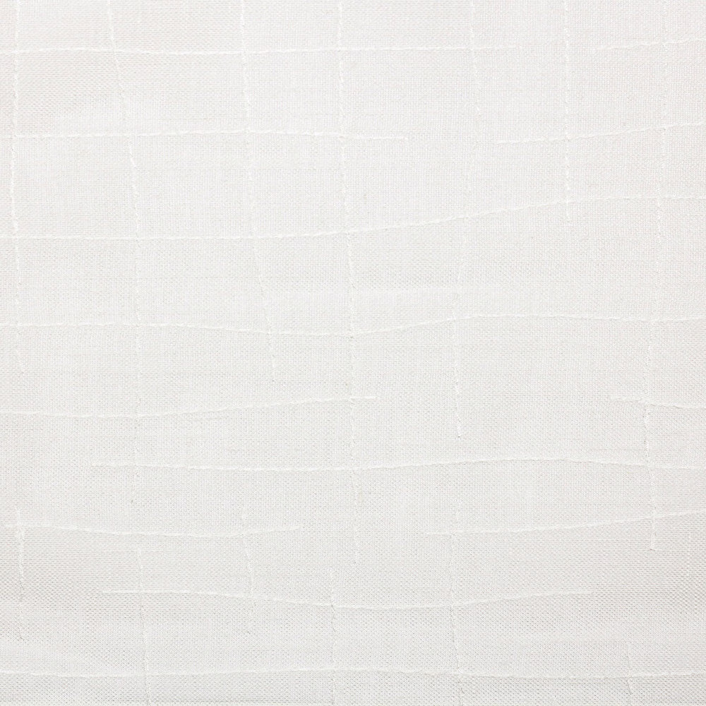 Soft white sheer fabric with a fine, irregular woven grid