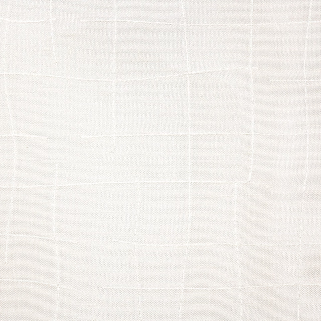 Off-white sheer fabric with a fine weave and softly irregular raised grid lines