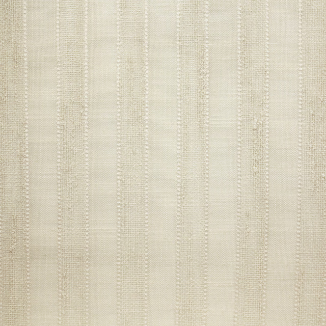 Warm off-white sheer fabric with fine vertical slubbed stripes and a softly woven texture