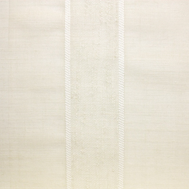 Soft ivory woven fabric with subtle vertical bands and raised stripe borders