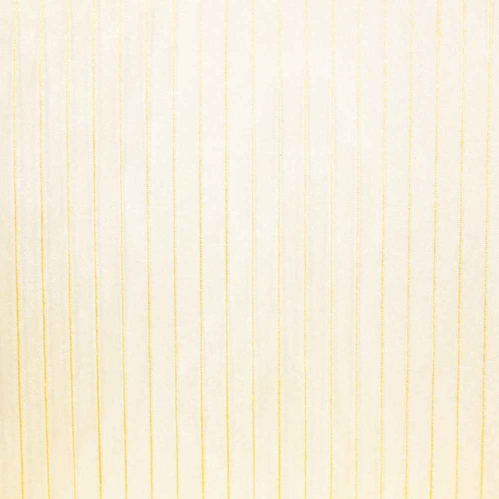 Off-white sheer textile with delicate, uneven pale-yellow vertical pinstripes
