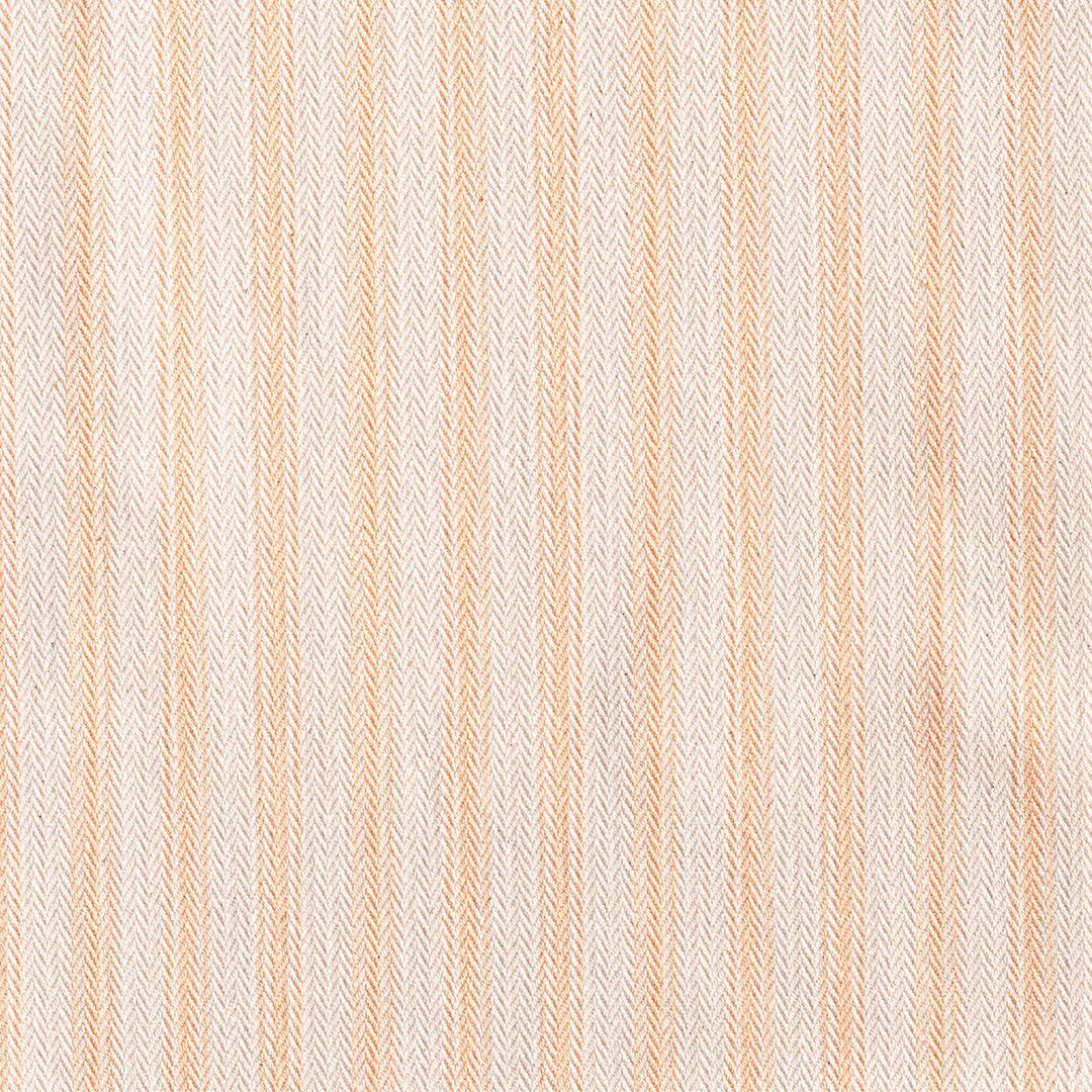 Soft peach and cream fine herringbone ticking weave with vertical lines