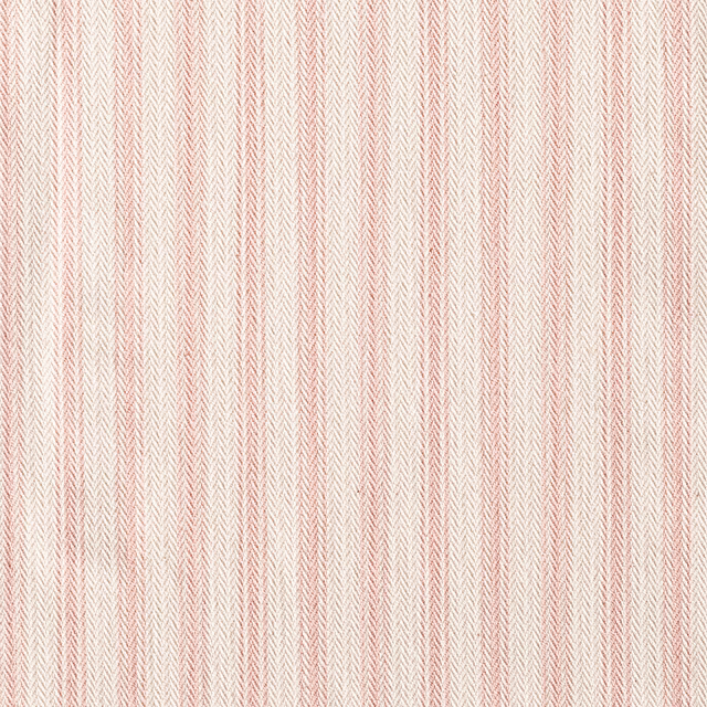 Pale blush pink and ivory woven ticking with fine vertical chevrons